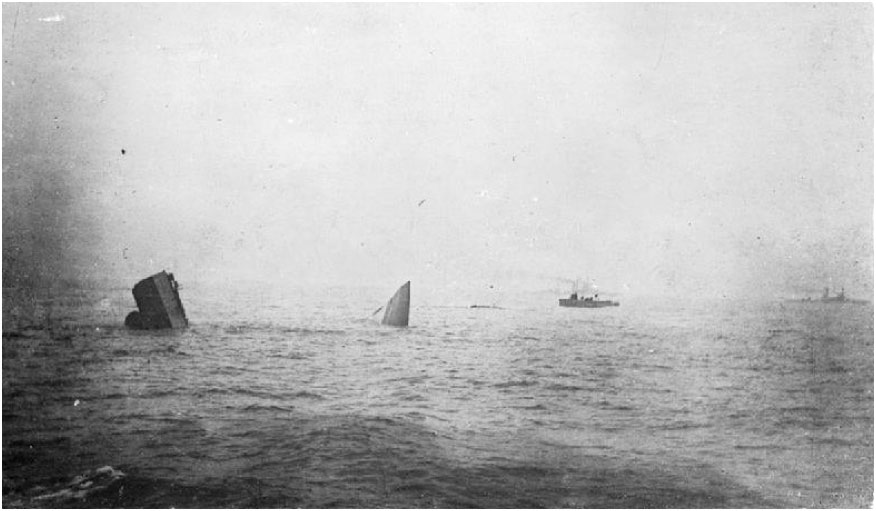 The two halves of Invincible as they settled to the bottom of the North Sea