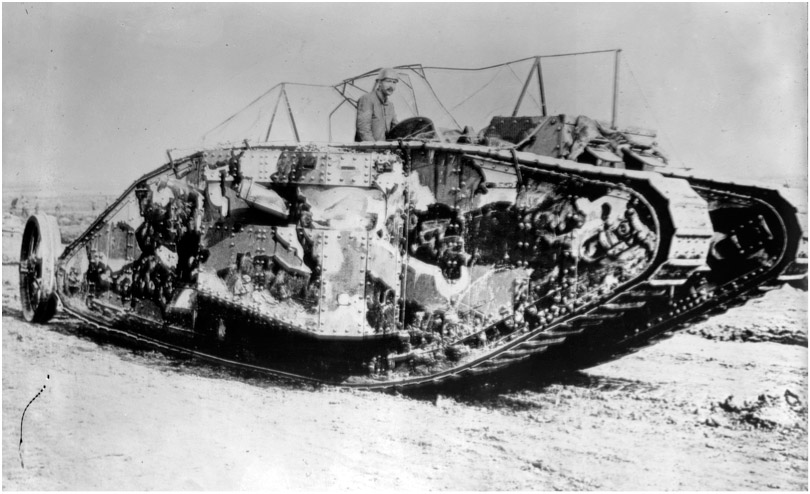 One of the first tanks to go into action on 15th September 1915 (Imperial War Museum)