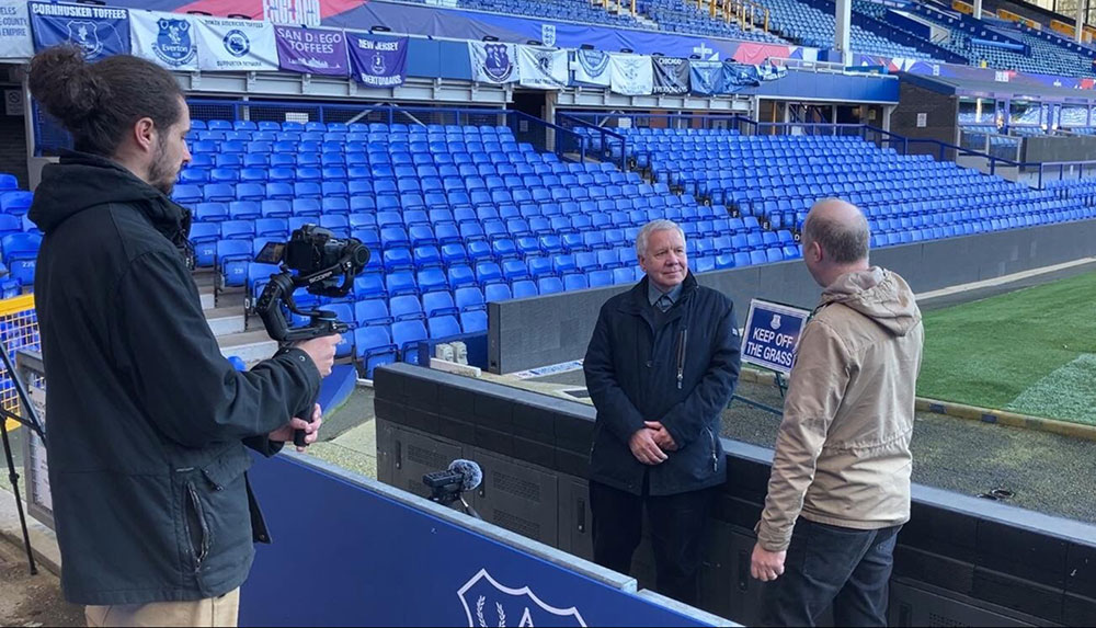 Filming at Goodison Park