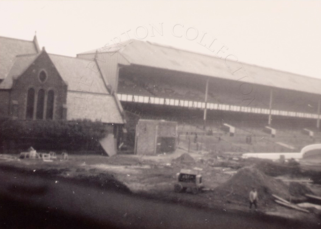 Gwladys Street Stand circa 1969 during construction of new Main Stand (copyright Everton Collection)