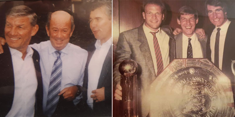 Ray Parr with Howard Kendall; Ray with Andy Gray and Mark Higgins