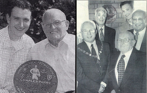 Paul Lloyd with Fred Parry and Charlie Parry plaque, 2003