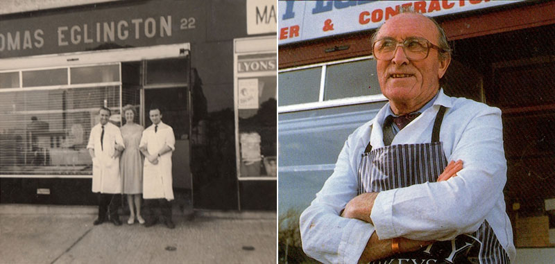 Tommy Eglington at his butcher's shop in Clontarf