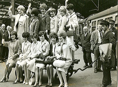 The Everton wives at Lime St Station heading down to Wenbley in 1966