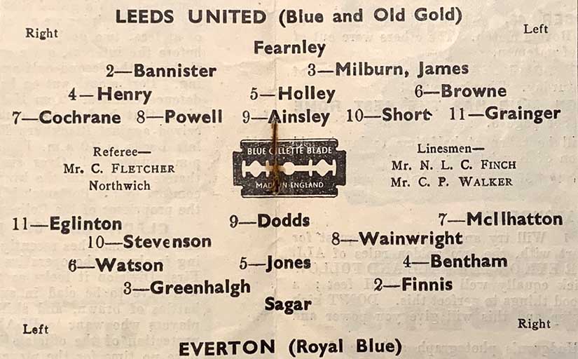 Leeds vs Everton line-ups, November 1946