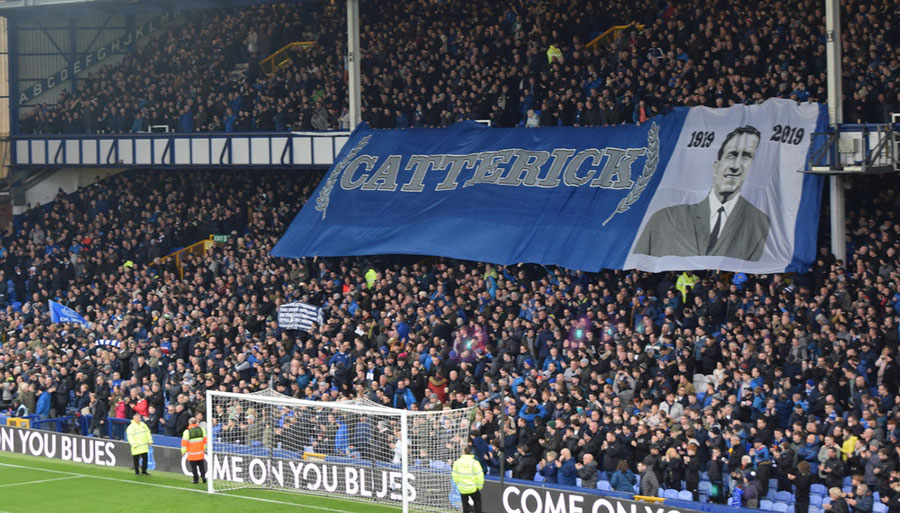 The banner unfurled in the Street End to mark the 100th anniversary of Catterick's birth