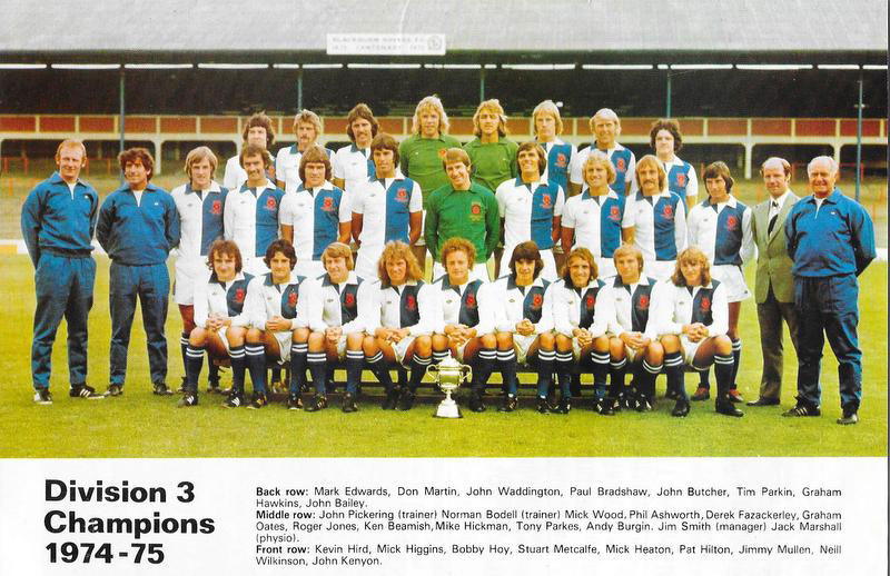 The Blackburn Rovers promotion-winning team with Mick Heaton in 1975