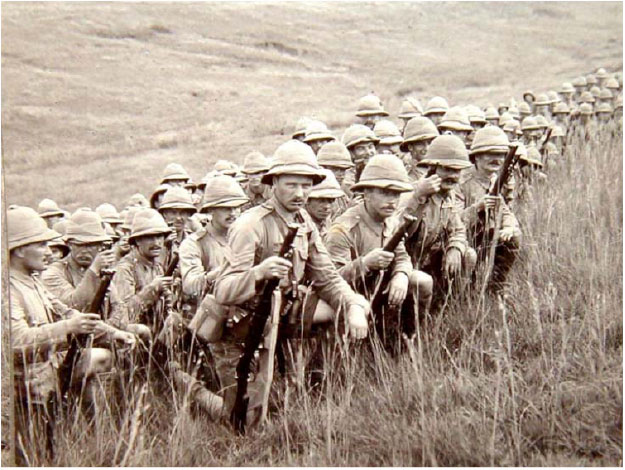Lancashire Fusiliers of the 42nd Division waiting to go into attack at Gallipoli