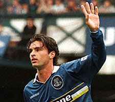 Gary Speed in the controversial 1997-98 kit